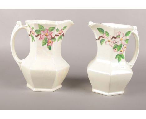 Two Ringtons ceramic decorative jugs cream/ floral design  