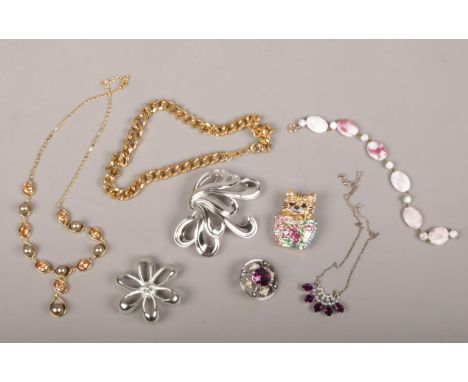 A collection of vintage designer costume jewellery including Butler &amp; Wilson, Christian Dior and Monet etc.  