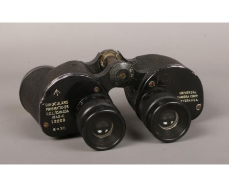 A pair of American / Canadian World War II binoculars. Universal Camera Corp. New York, USA.  Marks on lenses.