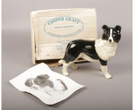 A boxed Coopercraft ceramic figure of a Border Collie dog.  