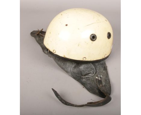 A vintage The Vulcan pudding basin motorcycle helmet, made by J Compton Sons &amp; Webb Ltd.  