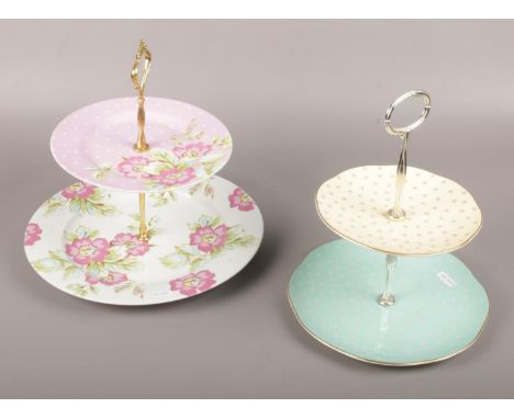 Two ceramic cake stands, Wedgewood Polka Dot, Katie Alice Floral design  