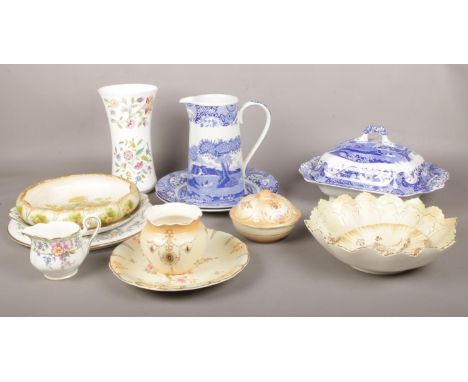 A collection of ceramics to include Spode, Minton, Crown Devon etc.  