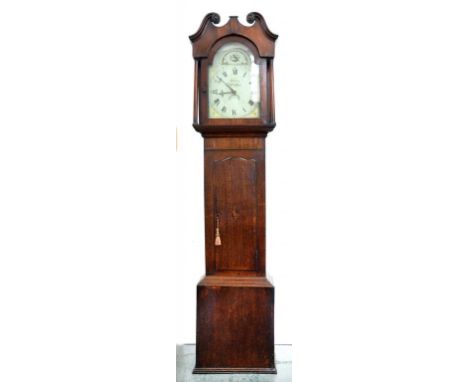 A VICTORIAN OAK THIRTY HOUR LONGCASE CLOCK, WITH PAINTED DIAL BY STEVENSON OF NOTTINGHAM