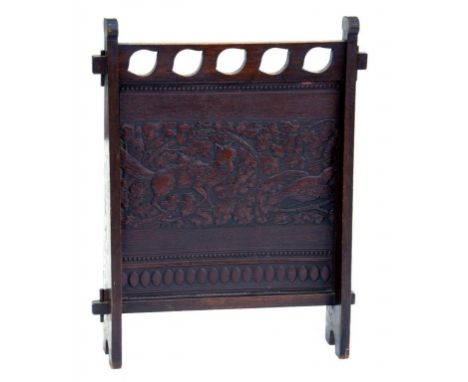 AN OAK FIRESCREEN , 75CM X 57CM 