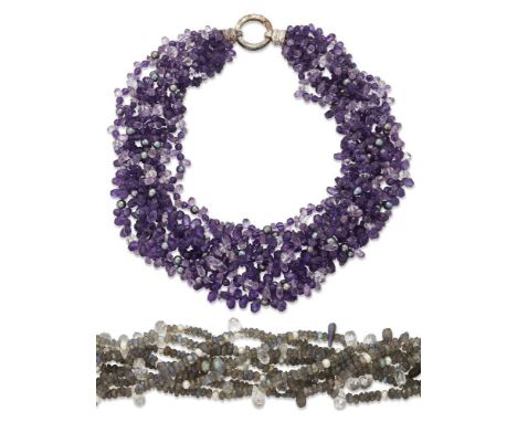 Hamilton &amp; Inches, two gem-set necklaces, by Hamilton &amp; Inches, comprising one designed as a torsade of eight rows of