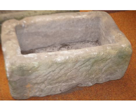 Heavy Rectangular antique stone trough 30 cm x 44 cm x 74 cm 