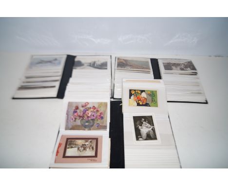3 Vintage postcard albums to include topographical greetings ect