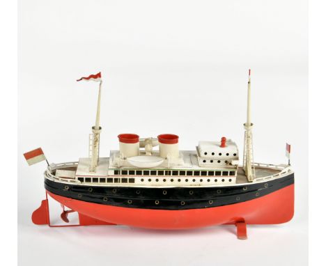 Fleischmann, Ozeandampfer, Germany, 33 cm, Blech, UW ok, LM, ein Mast lose, bitte besichtigen
