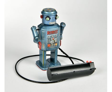 Modern Toys, Roboter R-35, Japan, 20 cm, Blech, Funktion ok, min. LM, Fernsteuerung ersetzt, sonst sehr guter Zustand