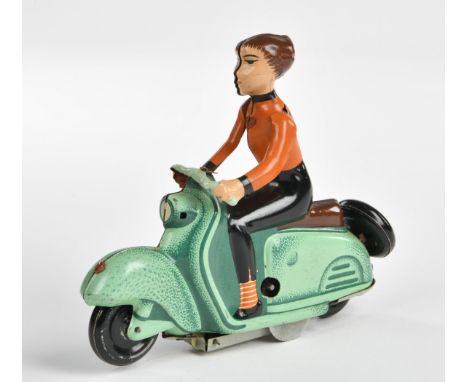 MS Brandenburg, Mädchen auf Roller, DDR, 17 cm, Blech, UW ok, Z 1-2