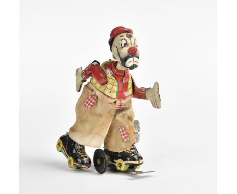 TPS, Roller Skating Clown, Japan, 16 cm, Blech, UW ok, LM, Z 2