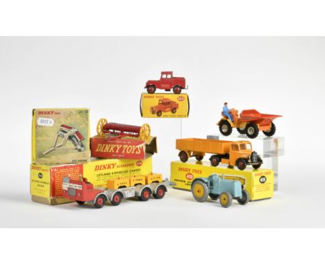 Dinky Toys, 5 Modelle + Zubehör (Tractor, Lorry, Van u.a.), France + England, 1:43,Druckguss, LM, 5x Okt, Z 2-3