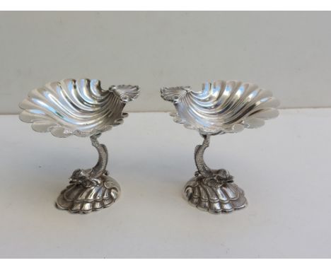 A pair of Regent Plate shell sweetmeat stands by Garrard &amp; Co., 5". (2)