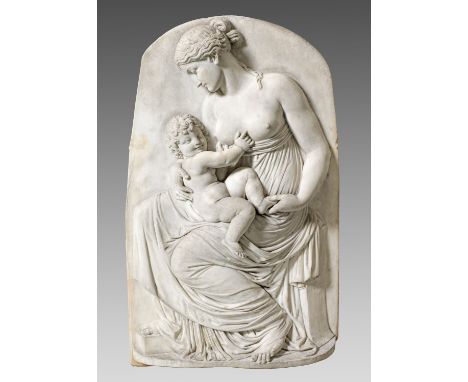 Konrad Eberhard (1768 Hindelang - 1859 München)Relief "Charitas" oder "Mütterliche Liebe". OriginaltitelWeißer Carrara-Marmor