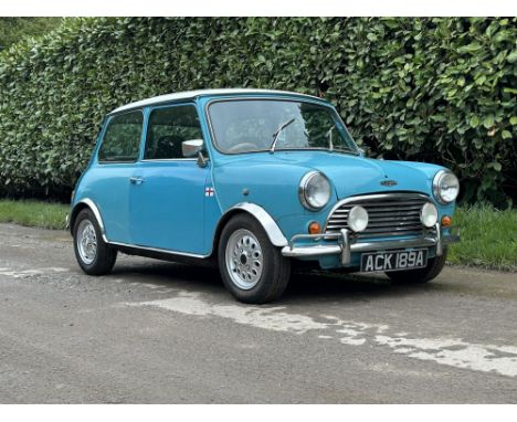 Charismatic little Surf Blue Mini, re-shelled and fitted with a 998cc Cooper engine. Offered without Reserve. Little is known