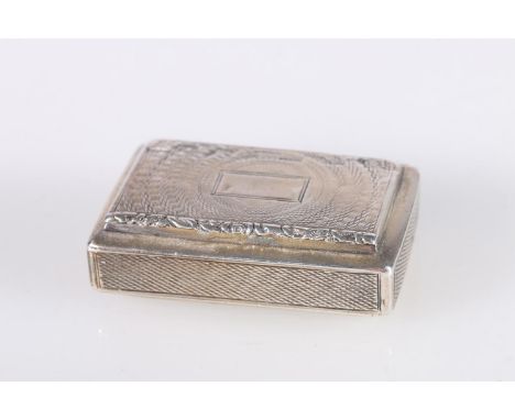 Georgian antique parcel gilt silver snuff box of stepped rectangular form, all over engine turned and guilloche decoration, b