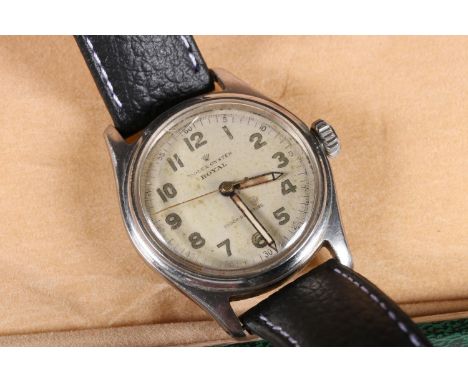 Gents vintage Rolex Oyster Royal wristwatch, in green leather Rolex box with cardboard outer. 