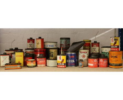 Group of vintage advertising interest tins including Dunlop, Moly Slip, Gredag, Callard &amp; Bowsers, Trefolex, Girling, Eve