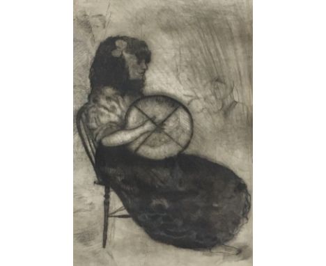 MICHAEL MCVEIGH (Scottish b1957) *ARR* Girl with Boram Print, pencil signed lower right, limited edition 4/4, 34cm x 23cm, fr