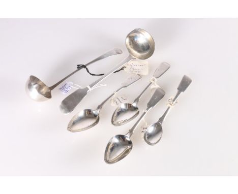 Scottish Provincial silver toddy ladle of fiddle pattern by George Jamieson, Aberdeen 1853, assay marks for London but also s