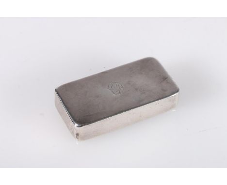 Georgian antique silver parcel gilt snuff box of rectangular form with rounded corners, engraved with initials to the hinged 