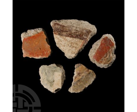 1st century B.C. Second style, painted in red, blue and cream and decorated in contrasting colours. Cf. Hakanen, V., 'VI Wall