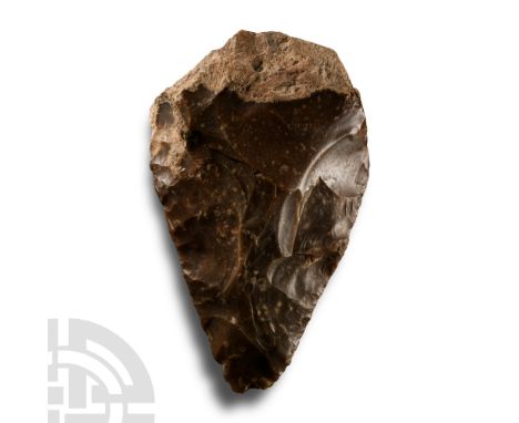 Middle Palaeolithic Period, circa 240,000- 38,000 B.P.. Cordiform with large residue of cortex at the butt. Cf. MacGregor, A.
