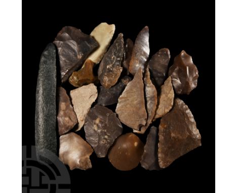 Neolithic Period, circa 8th-5th millennium B.C. Comprising nineteen knapped tools and one polished implement. See Greenwell, 