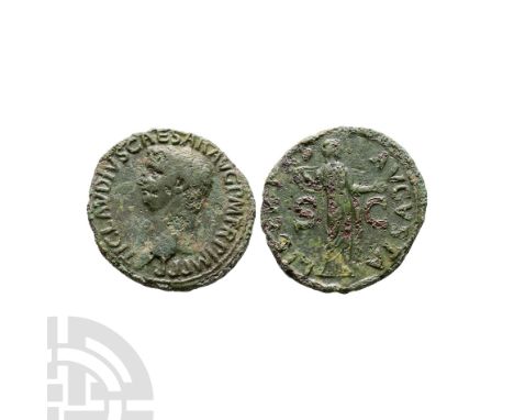 41-54 A.D.. Obv: TI CLAVDIVS CAESAR AVG P M TR P IMP P P, bare head left. rev: LIBERTAS AVGVSTA S-C, Libertas standing facing