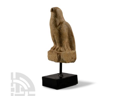 Circa 2nd-3rd century A.D. or later. Standing on a rectangular plinth with folded wings, gripping claws and feather detail to