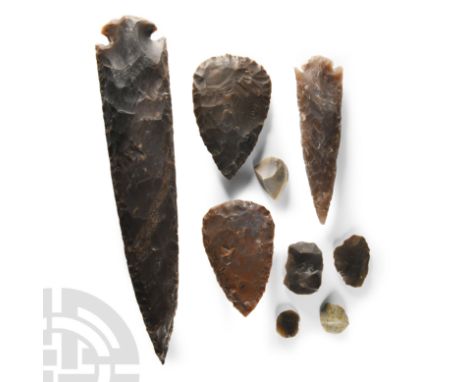 Neolithic Period, circa 6th-4th millennium B.C.-20th century A.D.. Mixed group including some ancient scrapers and modern cop