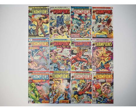 THE CHAMPIONS #1, 2, 3, 4, 5, 6, 7, 8, 9, 10, 11, 12 (12 in Lot) - (1975/1977 - MARVEL - UK Price Variant) - Includes the fir