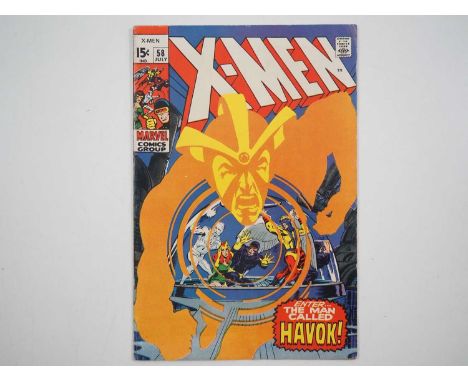 UNCANNY X-MEN #58 (1969 - MARVEL) - First appearance of Havok (in costume) + Sentinels, Mesmero, Living Pharaoh, Banshee appe