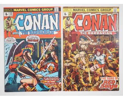 CONAN THE BARBARIAN #23 &amp; 24 - (2 in Lot) - (1973 - MARVEL - UK Price Variant) - Includes First cameo &amp; Full appearan