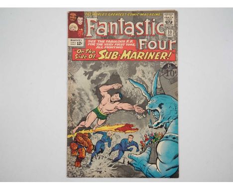FANTASTIC FOUR #33 (1964 - MARVEL - UK Cover Price) - HOT Comic Book - First appearance of Attuma who appears in the new Blac