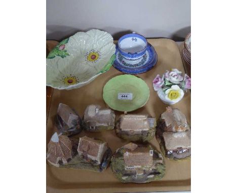 Six Liliput Lane Cottages, Carlton ware bowl and saucer, china flower posy and a Copeland Spode china trio 