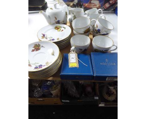 Twenty five piece Royal Worcester Evesham tea service and two boxes of Royal Worcester coasters 