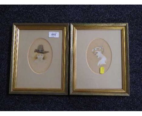 Two gilt framed Victorian portrait studies 