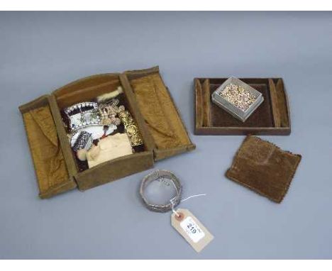 A Portuguese silver bangle, together with costume jewellery, paste buckle etc.