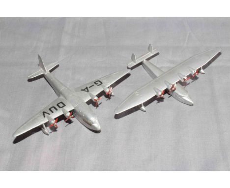 Five Dinky Seaplanes.  60R Empire Flying Boat with brass roller, 60w Clipper Flying Boat with brass roller and same with red 
