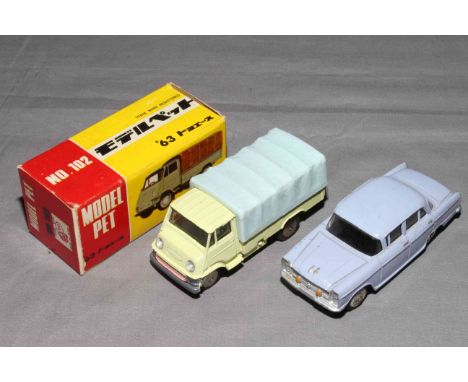 Model Pet 102 Toyopet Pickup plus unboxed 10 Nissan Cedric.  Very Good to Excellent in Excellent box.