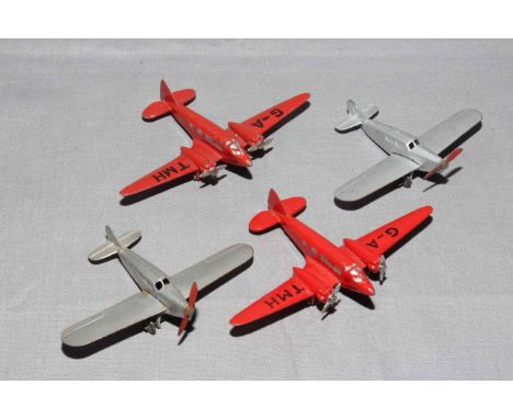 Four x Dinky Aircraft.  Two x 62m Light Transport and Two x 60k Percival Gull Light Tourer.   Good to Very Good unboxed.