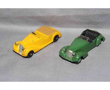 Dinky 38b Sunbeam Talbot and 38d Alvis with light green hubs.   Very Good to Excellent unboxed.
