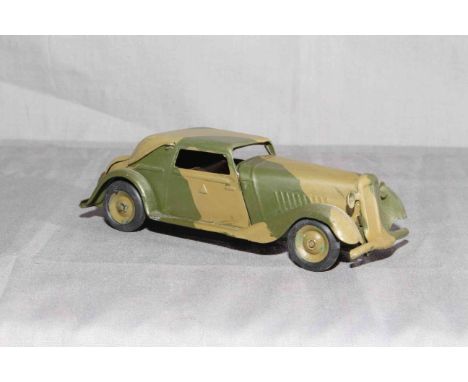 Triang Minic 19M CF clockwork tinplate Army Vauxhall Cabriolet.   Excellent unboxed, clockwork motor works.