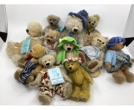 Vintage teddy bear Toys, to include Miranda,Amy OOAK, Tamella Grace, Tamella Jack, Betsy , Robin Rive Putty, Tamella Jessie, 