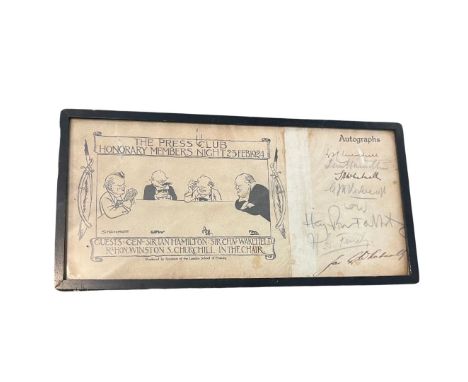 Winston Churchill (1874-1965). Autograph on souvenir programme for The Press Club at their Honorary Members Night, 23 Februar