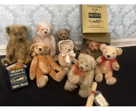 Vintage Deans Classic Teddy bears, to include a gold boxed Mortimer (rose cinnamon colour) a Jack The Lad, Ltd Rag book teddy