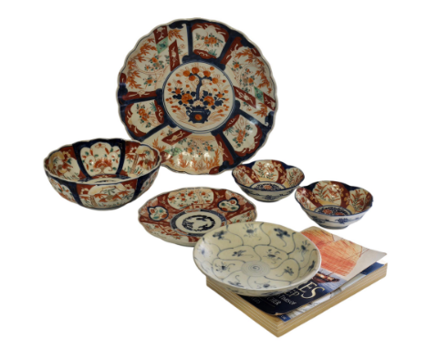 A collection of Oriental ceramics - to include A Tek-sing blue and white lotus pattern dish and a small quantity of Imari. ( 