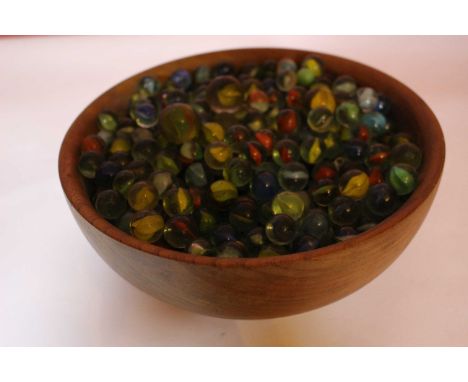 Collection of assorted vintage glass marbles.